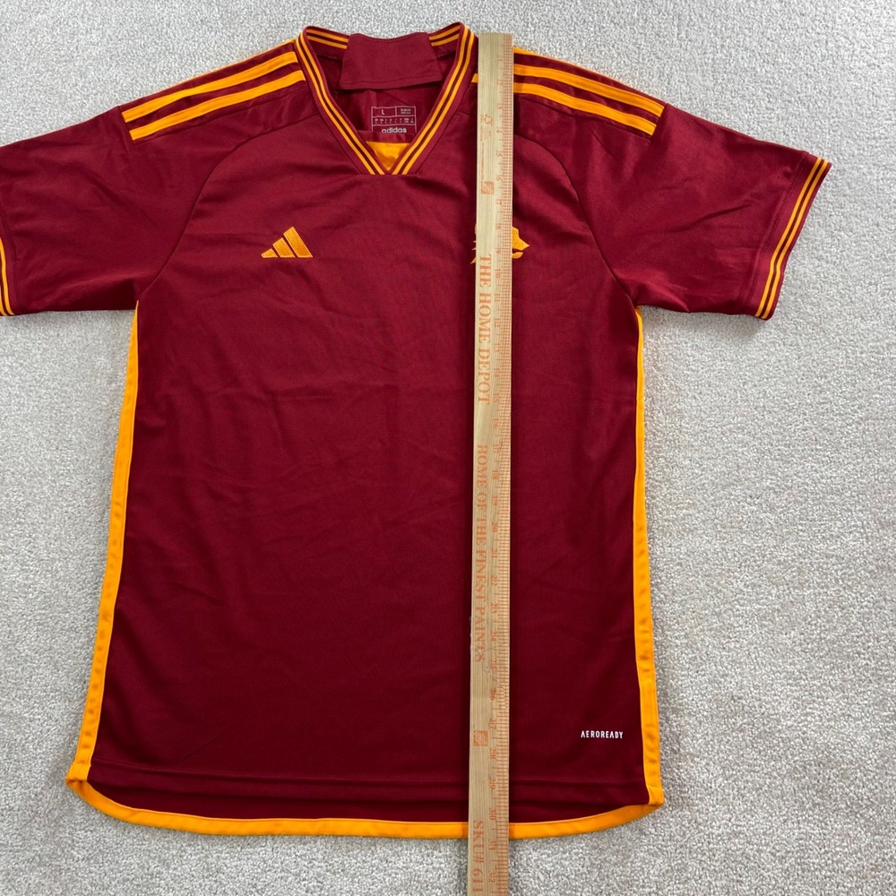 Adidas AS Roma Jersey Mens Large Maroon 2023-24 Home Lupetto Wolf Crest Slim Fit - Picture 11 of 12